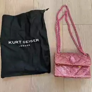 NUEVO Bolso de Mano Kurt Geiger Rosa Lentejuelas Kensington Brillante Cruzado al Hombro - Imagen 1 de 12