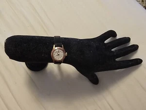 Rare Vintage Bucherer Gold Plated Pink Enamel Bezel 17 Jewels Manual Wind Ladies - Picture 1 of 6