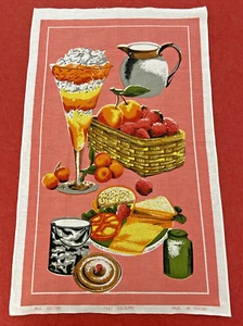 Vintage Cotton Tea Towel w Fruit Platter Pattern Kitchen Picnic Food Art Gift - Bild 1 von 10