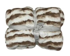 Frosty Zebra White/Tan Faux Fur Plush Blanket (Medium 42"x60") - Picture 1 of 2
