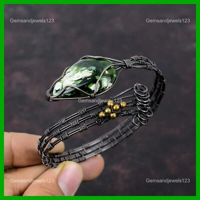 Brazalete envuelto en alambre piedra calcedonia cromo australiano cobre oferta día de la madre Foto 1 de 4