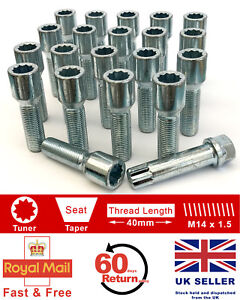 20 x Tuner bolts M14 x 1.5, extended 40mm for Aftermarket alloy wheels. Seat