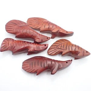 5 piezas colgantes de madera hechos a mano AMAZON RIVER FISH selva tropical cuentas tribales chamán - Imagen 1 de 7