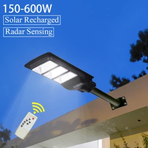 LED Solar Power Street Lights 150W-600W Cool White Patio Walkway Security IP65 - Picture 1 of 12