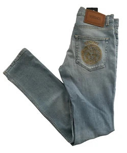 Versace Men’s Denim Stretch Light Stone Blue Jeans Size 32 US 1011835 NWT $950 - Picture 1 of 17