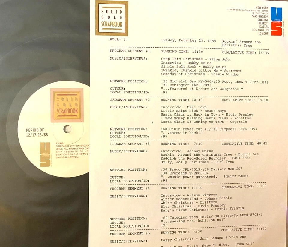 12/23/88 SOLID GOLD SCRAPBOOK ROCKIN' AROUND THE CHRISTMAS TREE 16 HIT SPECIAL - Image 1 of 1