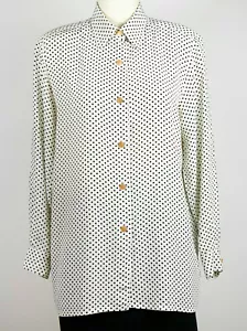 Vintage ELEGANCE PARIS Blusa Shirt Polka Dot Pure Silk Blouse IT42-44 DE38 S-M - Foto 1 di 10