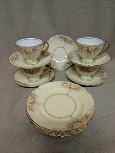 Vintage Royal Standard Tea Set - 3 Footed Cups, 5 Saucers, 5 Dessert Plates - Picture 1 of 7