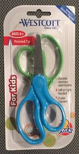 Westcott School GREEN BLUE 5” Inch Kids Pointed Tip Scissors Left / Right - Picture 1 of 1