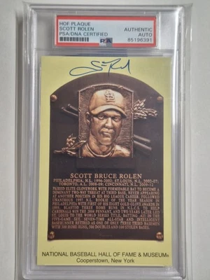 SCOTT ROLEN SIGNED GOLD HALL OF FAME PLAQUE CARD AUTOGRAPH CARDINALS PSA/DNA - Image 1 of 2