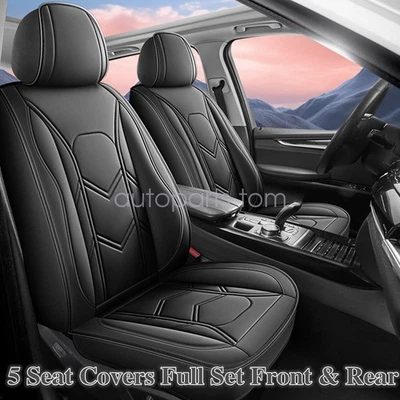 Front & Rear Car 5-Seat Covers Waterproof Faux Leather For Acura TSX NSX TLX RDX — 第 1/4 张图片
