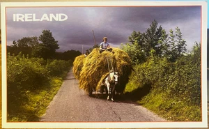 Postal de gran tamaño IRLANDA Mujer Carro de heno Vagón Canaday John Hinde Foto Imp - Imagen 1 de 2