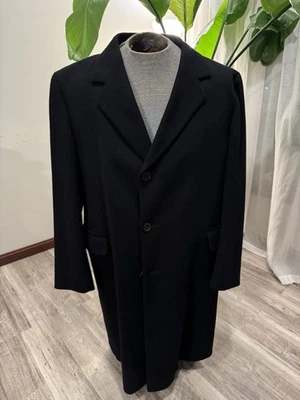 The Diamond Clothier Men’s L 100% Cashmere Black OverCoat Made In Britain - Image 1 of 4