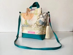 Bolso Hecho a Mano de Kimono Antiguo Obi - Brocado de Seda y Donsu - Imagen 1 de 10