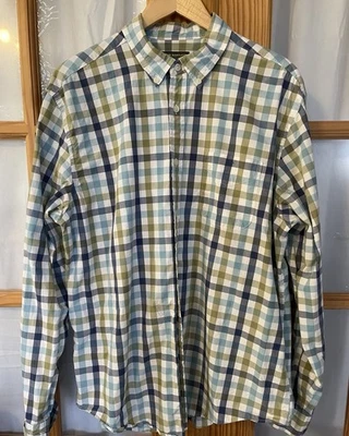 John Bartlett Tartan Plaid Shirt Mens Sz L Blue Green Long Sleeve Workwear Party - Image 1 of 4