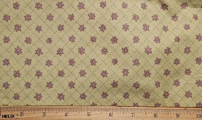 DEBBIE MUMM Fabric - Pink & Yellow Flowers in Light Green Diamonds - 16" REMNANT - Image 1 of 2