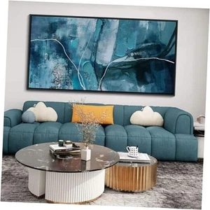 Abstract Canvas Wall Art -Blue-Green and Fan Art Large Wall Art for Living - Picture 1 of 7