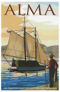 POSTCARD CA San Francisco Maritime Natl Hist. Park "Alma, Skow Schooner" MINT - Picture 1 of 1