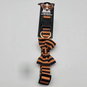 Halloween Dog Collar Bow Striped Adjustable Party Pet Collar Large - Picture 1 of 3