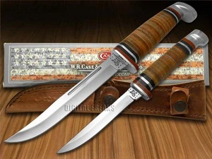 Case xx Twin Finn Fixed Blade Hunter 2 Messerset poliertes Leder & Scheide 00372 - Bild 1 von 6