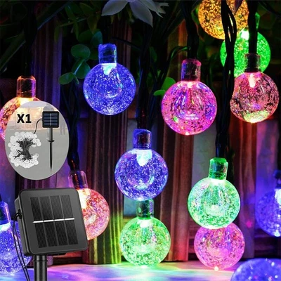 Светодиодная гирлянда на солнечных батареях свет садовый двор мяч декор лампа рождественские украшения - Изображение 1 из 4
