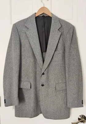 Abrigo deportivo de lana tweed gris espiga blair para hombre John Blair chaqueta vintage Foto 1 de 4