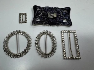 KONVOLUT 5 Stück VINTAGE STRASS GÜRTELSCHNALLE Belt Buckle Rhinestone - Picture 1 of 5