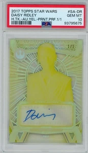 2017 Topps Star Wars High Tek Daisy Ridley Yellow Printing Proof Auto 1/1 PSA 10 - Picture 1 of 2