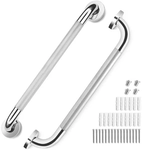 2 Pack Grab Bars for Elderly for Wall 16 Inch, Fit for Studs, Knurled Anti-Sl... - Picture 1 of 7