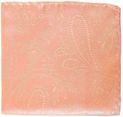 New Men's Polyester Woven pocket square hankie only peach paisley prom wedding - Image 1 of 2