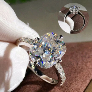 Rings Shining Wedding Rings Silver White Sapphire Women Jewelry Size 6-10 - Picture 1 of 12