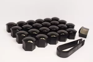 24 x 19mm Alu Rad Mutter/Bolzen Bezüge/Kappen für 6 Nieten Auto (Schwarz) - Bild 1 von 3