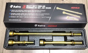 Astro Thor Heavy Duty 3pc Air Hammer Bit Set w/.401" Shank #401K3 - Picture 1 of 2