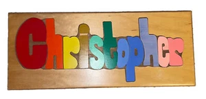 ‘Christopher’ PERSONALIZED NAME PUZZLE Multi-Colored Puzzle WOOD Jigsaw - Picture 1 of 2