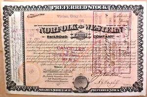 NORFOLK & WESTERN RAILROAD COMPANY, PREFERRED, July 15, 1887, Fine, **RARE**