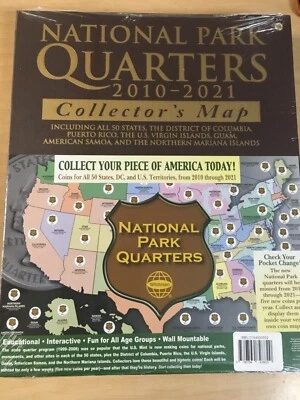 NATIONAL PARK QUARTERS STARTER SET 2010-2021 COLLECTOR'S MAP with 10 BU QUARTERS - Image 1 of 4