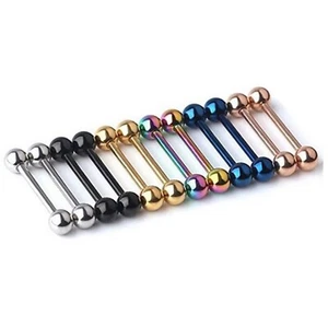 Kiokioa 12pc 14G Mix-color Stainless Steel Straight Barbell Tongue Rings Bars... - Picture 1 of 3