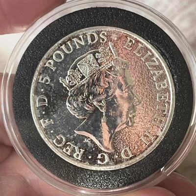 Gran Bretaña 2016 2 oz plata Queen's Beast León de Inglaterra £5 B13 Foto 1 de 4