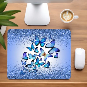 Blue Butterflies Custom Non-Slip Neoprene Mouse Pad Home Office - Picture 1 of 1