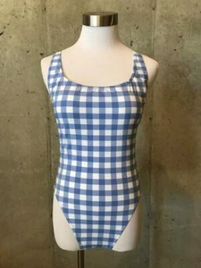 JCrew $110 Scoopback Traje de Baño de Una Pieza Gran Tamaño Mate Gingham 8 Wisteria Marfil - Imagen 1 de 5