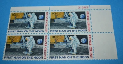 Scott #C76, First Man on the Moon, Plate Block Of 4 - MNH - 10 Cents 1969 - Image 1 of 2