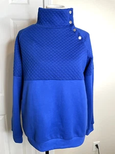 BTFBM Womens Snap Front Pullover Sweatshirt Size Medium Blue New - Picture 1 of 9