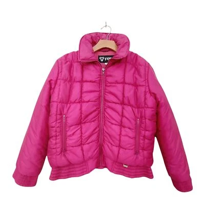 Chaqueta acolchada Fera vintage para mujer 10 rosa intenso cremallera completa aislada invierno exterior Foto 1 de 4