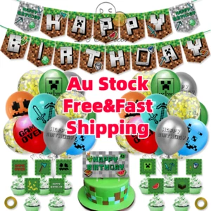 MINECRAFT PARTY SUPPLIES LATEX BALLOONS CREEPER GAMING BIRTHDAY DECORATIONS - Picture 1 of 9