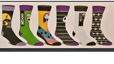 The Nightmare Before Christmas NEW 6 Pair CREW SOCKS SIZE 8-12 Bioworld  - Image 1 of 3