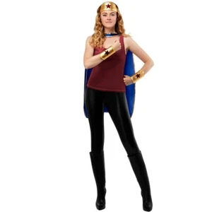 Adult DC Wonder Woman Halloween Costume Accessory Kit Cape Cuffs Headpiece #1268 - Picture 1 of 9