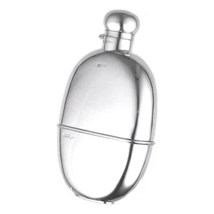 ANTIQUE - Sterling Silver - Large HIP FLASK - Walker & Hall - Sheffield 1910 - Picture 1 of 7