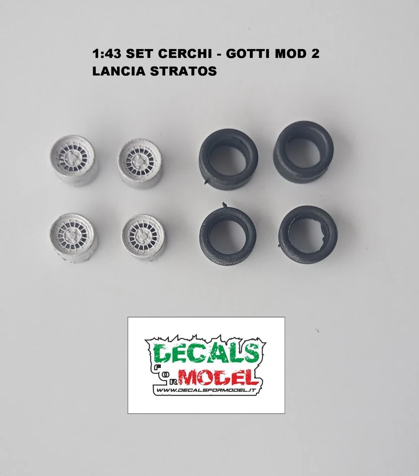1:43 SET 4 CERCHI LANCIA STRATOS GOTTI MOD 2 IN METALLO + GOMME - Immagine 1 di 1