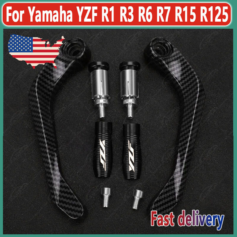 CNC Aluminum Handguards For Yamaha YZF R1/R3/R6/R7/R25/R125 - Brake & Clutch Lever Protectors (Black)