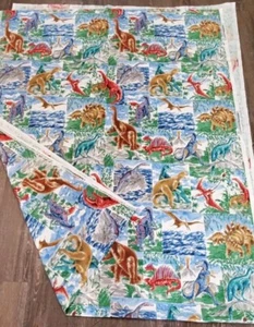 4 Yards Vtg Bloomcraft Screenprint Decorator Fabric Upholstry Dinosaurs Kids Boy - Picture 1 of 9